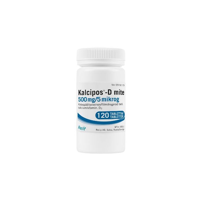 KALCIPOS-D MITE tabletti, kalvopäällysteinen 500 mg/5 mikrog 120 kpl kuva 2