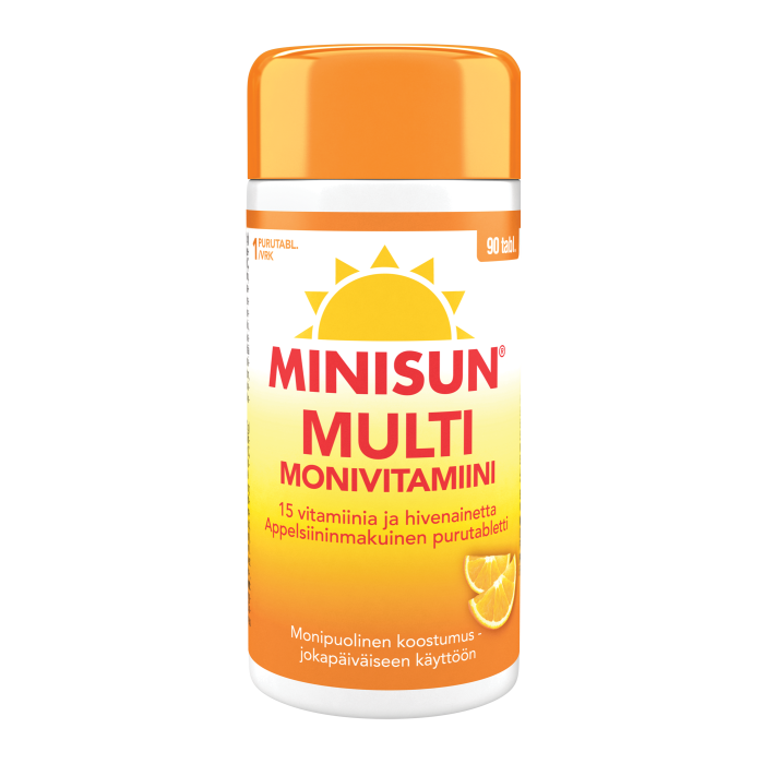Minisun Monivitamiini Multi Appelsiini 90 tabl kuva 2
