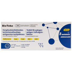 BioTeke 5in1 Hengitystieinfektioiden tartunnanaiheuttaja-antigeenien testipak. 1 kpl