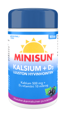 Minisun Kalsium 500 mg + D-vitamiini 10 mikrog 100 purutabl